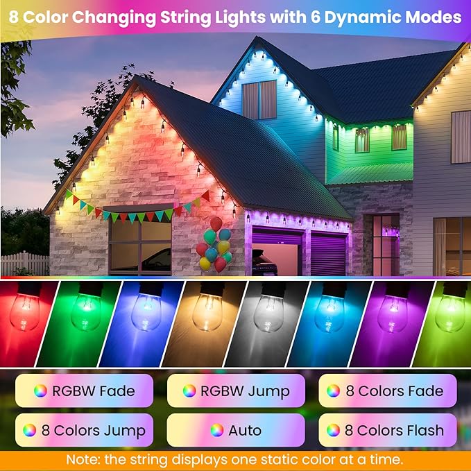 Larkvue 96FT RGBW Outdoor String Lights - Image 2
