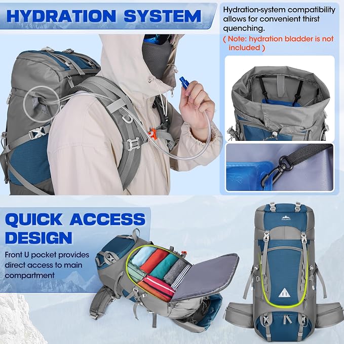 IGOLUMON 60L Hiking Backpack Waterproof Camping Backpack - Image 5