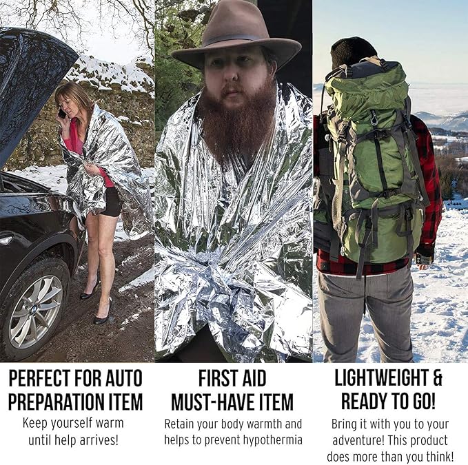 Emergency Mylar Thermal Blankets, Space Blanket Survival kit Camping Blanket - Image 7