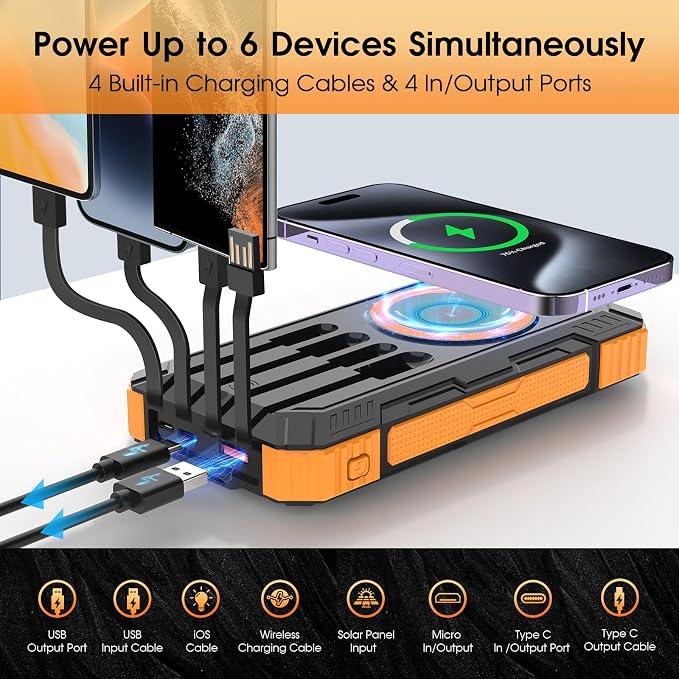 Solar Power Bank, 49800mAh Wireless Portable Phone Charger - Image 4