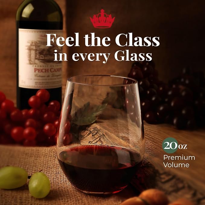 Vivocci Unbreakable Plastic Stemless Wine Glasses 20 oz | 100% Tritan Heavy - Image 8