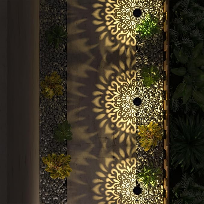 gardencave 6 Pack Solar Lights Outdoor Garden Decorative Mandala Solar Pathway - Image 6