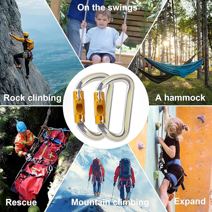SOB Heavy Duty Steel Carabiner Clips -Auto Locking Climbing Carabiner, - Image 7
