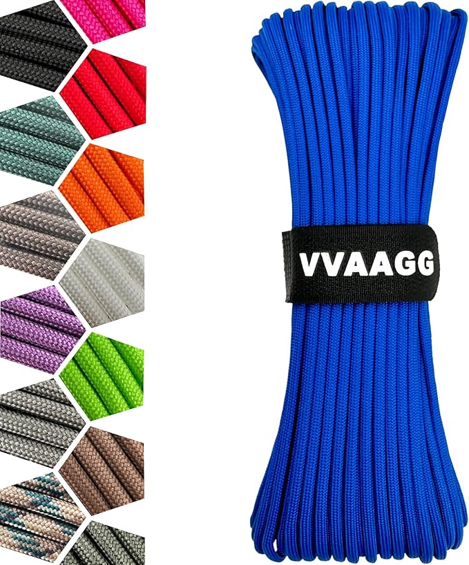 VVAAGG 1000 Blue Paracord Rope 100FT, 4mm Parachute Cord Utility 12 Strand by ParacordSpecialist