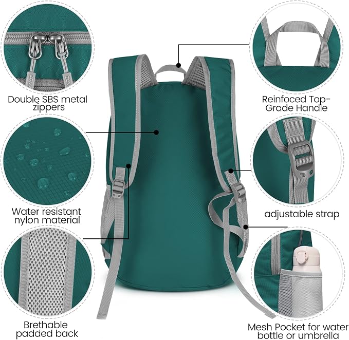 ZOMAKE Lightweight Packable Backpack 28L, Foldable Backpacks Water Resistant - Image 4