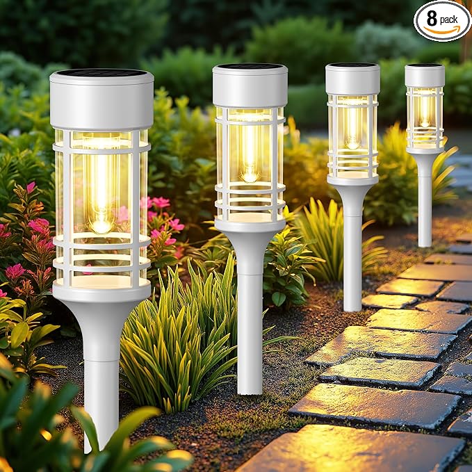 LETMY Solar Pathway Lights Outdoor, 8 Pack Solar Lights Outdoor Waterproof IP65 by Letmy
