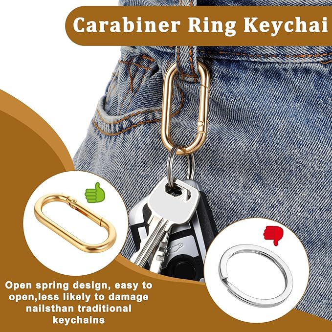 JJUNW 2Pcs Gold Carabiner, Metal Keychain Clip - Image 3