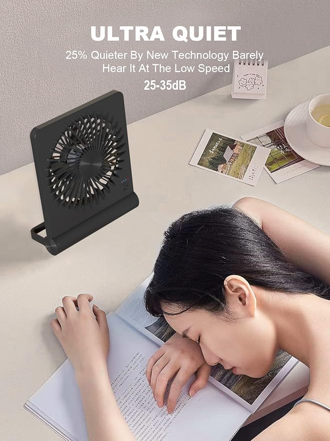 Small Desk Fan, Rechargeable USB Fan Battery Operated, Ultra Quiet, Strong Wind - Image 2