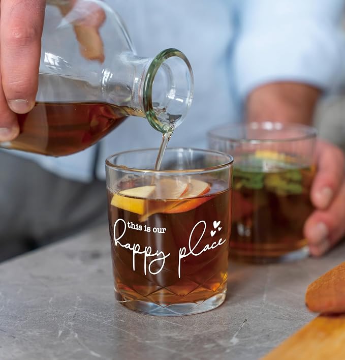 Nogrit This Is Our Happy Place Whiskey Glasses 10 oz, Modern Farmhouse Old - Image 4