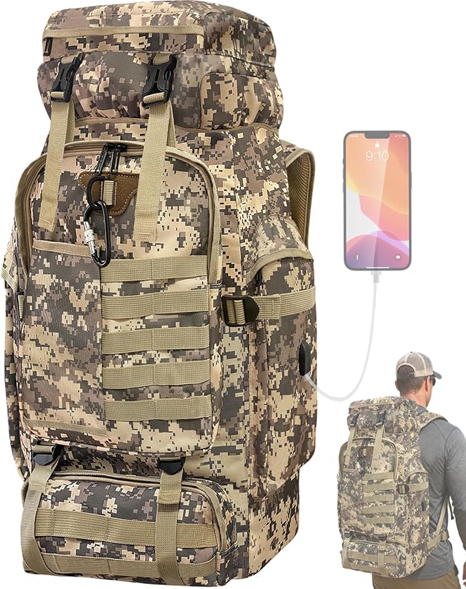 80L Camping Hiking Backpack, Large Military Tactical Backpack by Vaupan