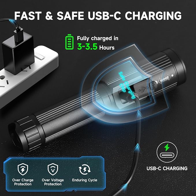4Pack Rechargeable Flashlights High Lumens 10000LM, Super Bright Flashlight - Image 5