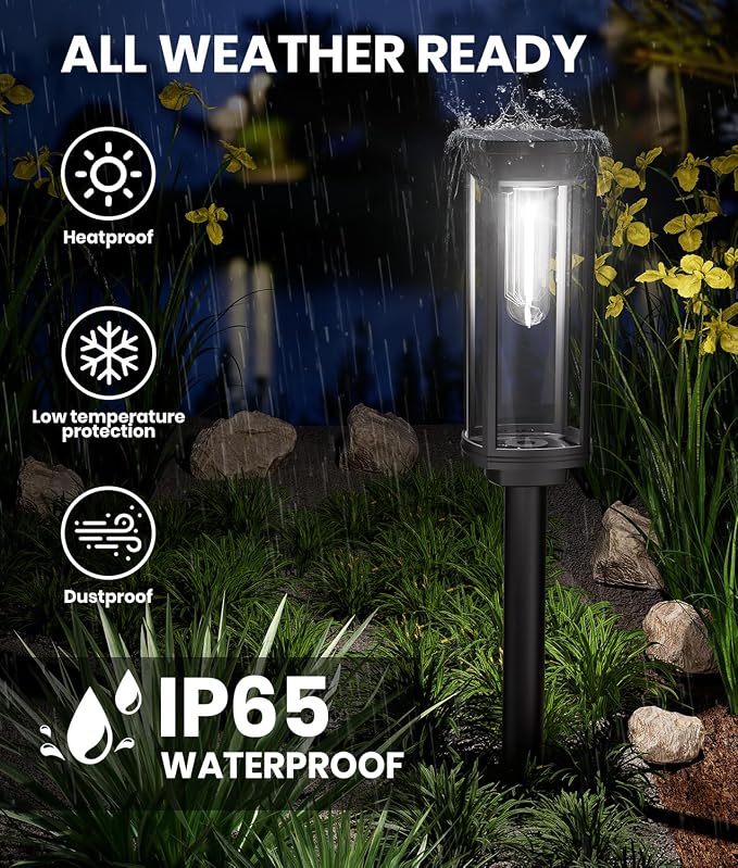 NEWMESSI 4 Pack Solar Pathway Lights Outdoor, Modern Super Brightness LED Path - Image 4