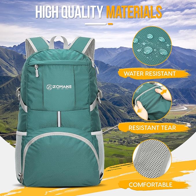 ZOMAKE Lightweight Packable Backpack 35L, Light Foldable Backpacks Water - Image 4