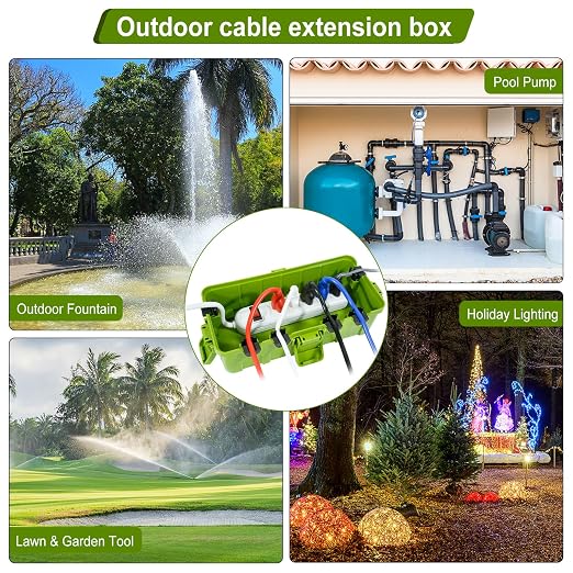 Medium Outdoor Electrical Box, IP54 Waterproof Extension Cord Cover w/ 6 Cable - Image 7