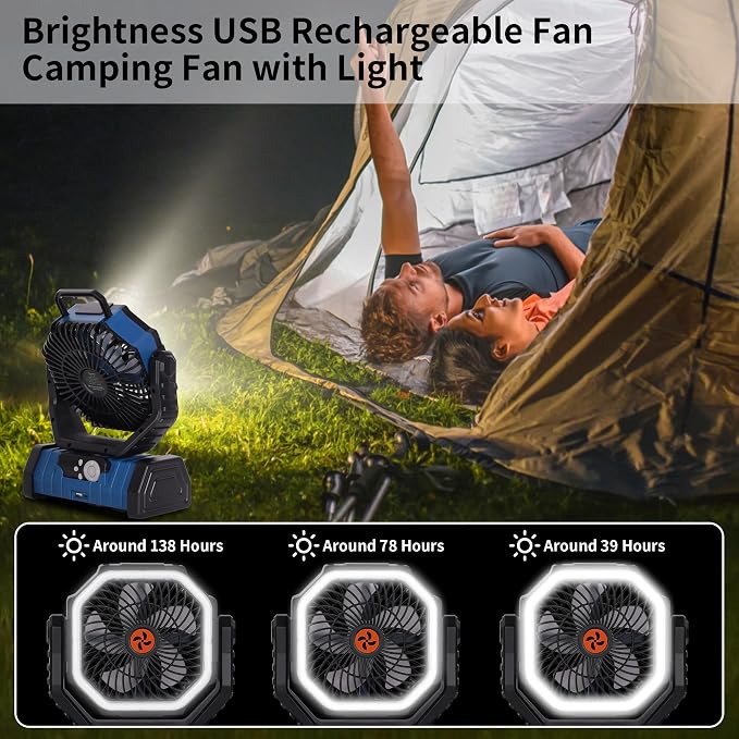 Portable Fan Battery Powered, 20000mAh Rechargeable Camping Fan Battery Operated - Image 5
