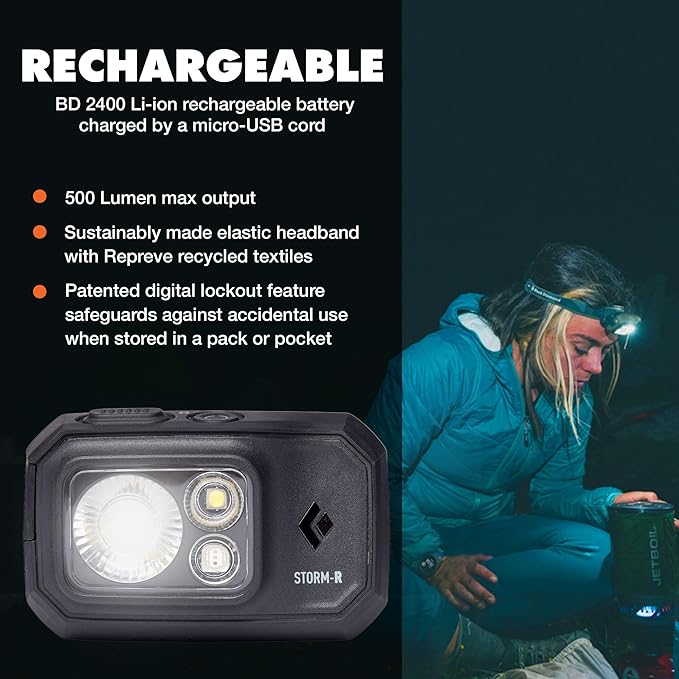 BLACK DIAMOND Storm 500-R Rechargeable Headlamp | 500 Lumens Brightness | - Image 2