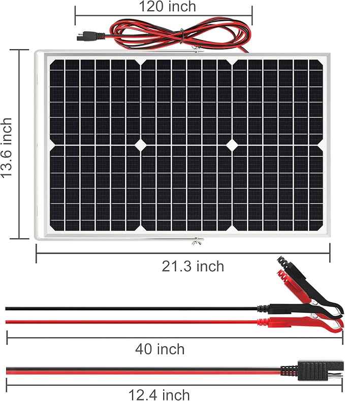 SOLPERK Solar Panel Kit 30W 12V, Waterproof Solar Battery Trickle Charger - Image 7