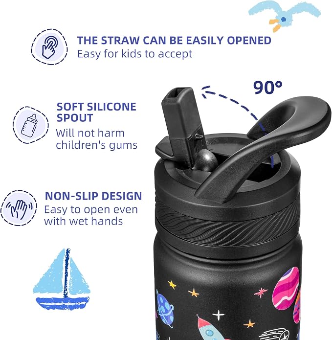 Fanhaw 18 Oz Kids Insulated Water Bottle - Image 3