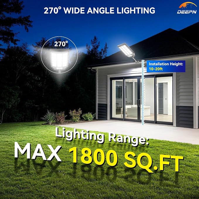 Deepn Solar Lights Outdoor Waterproof, Solar Street Lights Outdoor, 6500K LED - Image 4