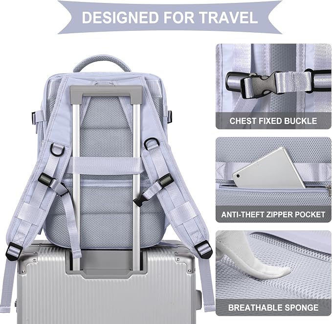 WONHOX Large Travel Backpack Carry on Flight Approved Laptop Work Business - Image 4