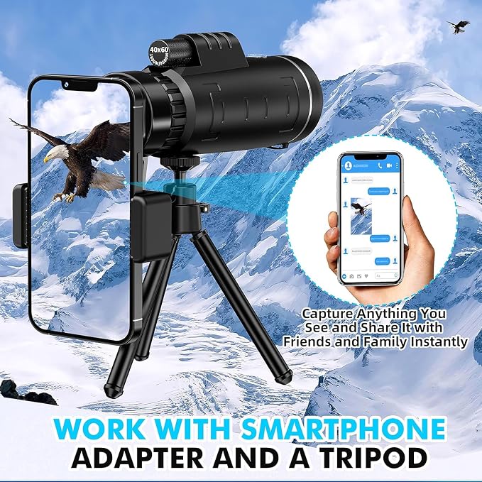 40x60 Monocular Telescope with Smartphone Adapter and Telescope Case High - Image 3