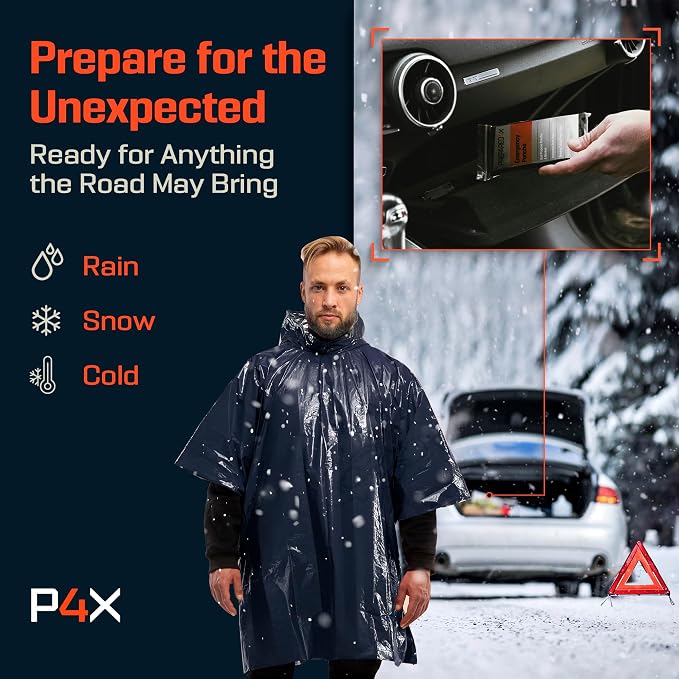 PREPARED4X Emergency Mylar Poncho – Survival Rain Poncho - Image 6