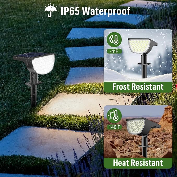 GKGG Solar Lights Outdoor Waterproof IP65, Solar Powered 76 LED 3 Lighting - Image 3