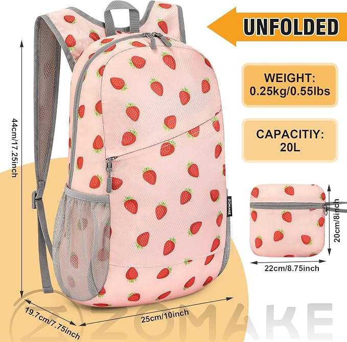ZOMAKE Lightweight Packable Backpack, Foldable Backpacks Small Daypack - Image 3