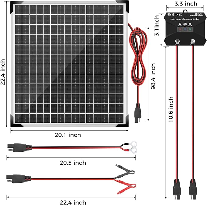 Voltset Solar Panel Kit 50W 12V, Solar Battery Trickle Charger Maintainer - Image 8
