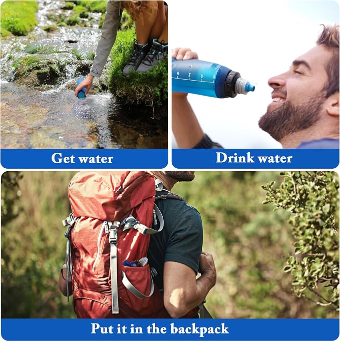 Portable 1.0L Water Fiter, Outdoor Water Filter Backpacking, Collapsible Hiking - Image 6