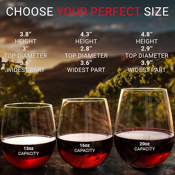 Bravario Unbreakable Stemless Plastic Wine Glasses | Reusable | Shatterproof - Image 2