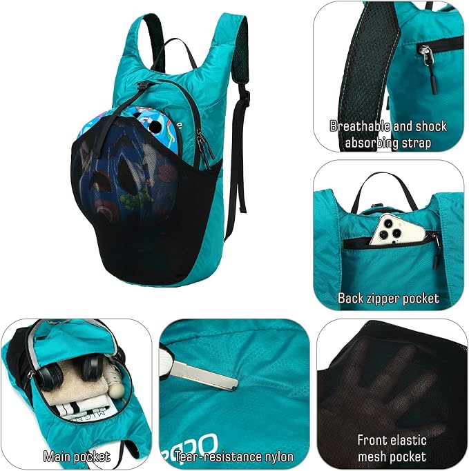 Ultra Lightweight Foldable Backpack, Water Resistant Small Packable Hiking - Image 4