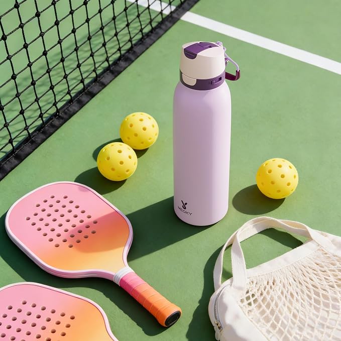 Meoky 24 oz Stainless Steel Slim Water Bottle: Leak Proof Locking Lid, 2-in-1 - Image 9
