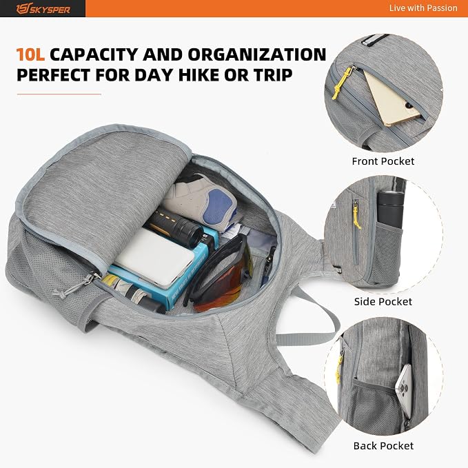 SKYSPER 10L Hiking Backpack Small Hiking Daypack Packable Lightweight Travel - Image 3