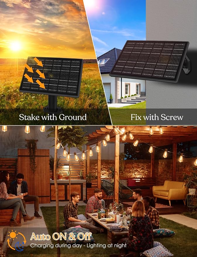 GHUSTAR 50ft Solar Outdoor String Lights - Image 6