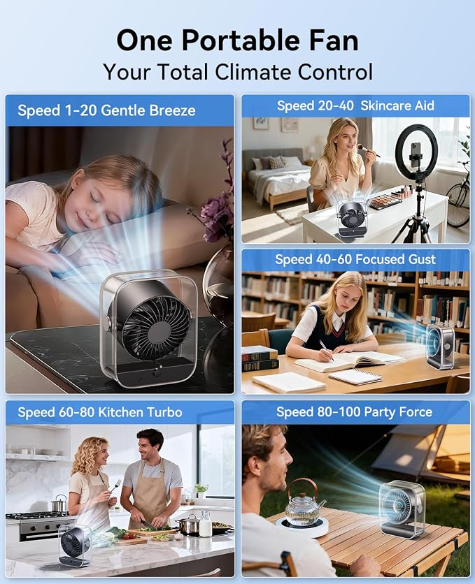 DIGIX Portable Desk Fan for Bedroom, Rechargeable Small Table Fan - Image 9