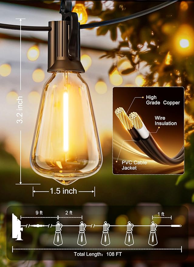 Brightown 108FT Solar String Lights Outdoor Waterproof - Image 3