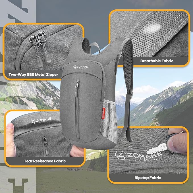 ZOMAKE 10L Ultra Lightweight Packable Backpack, Small Daypack Light Foldable - Image 4