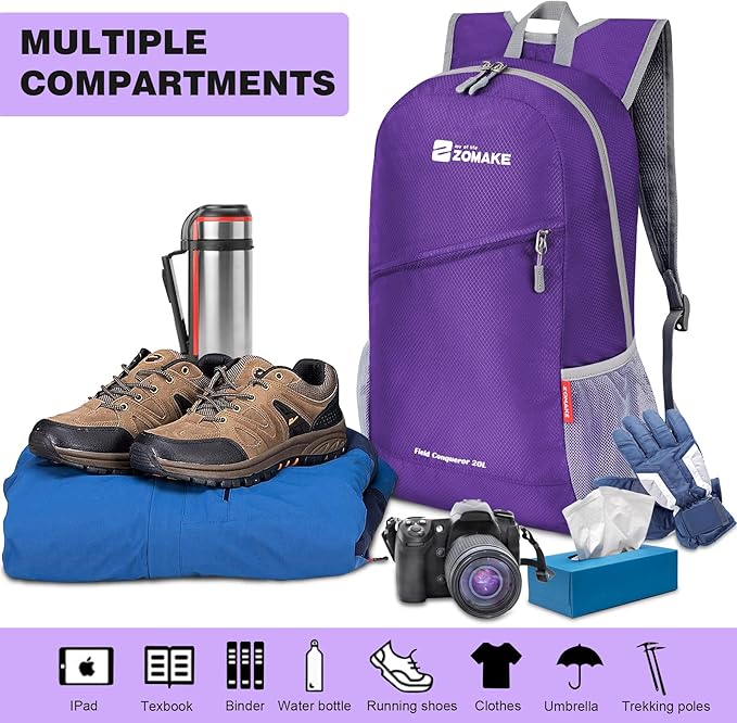 ZOMAKE Lightweight Packable Backpack 20L, Foldable Backpacks Small Daypack - Image 3
