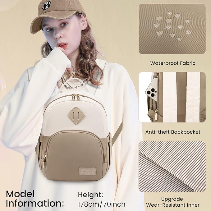 LOVEVOOK Mini Backpack for Women Light Weight Small Waterproof Backpack Purses - Image 7