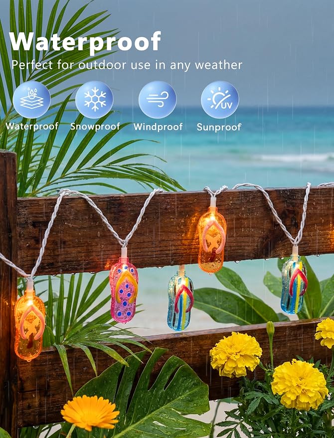 Slipper String Lights, 8.5FT 10 LED Beach Themed Lights - Image 2