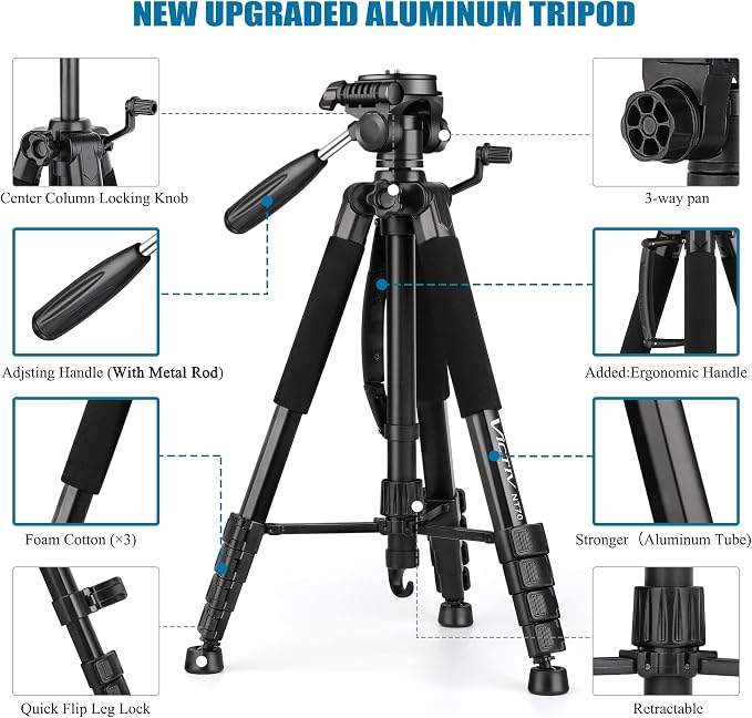 VICTIV 74” Camera Tripod, Tripod - Image 6