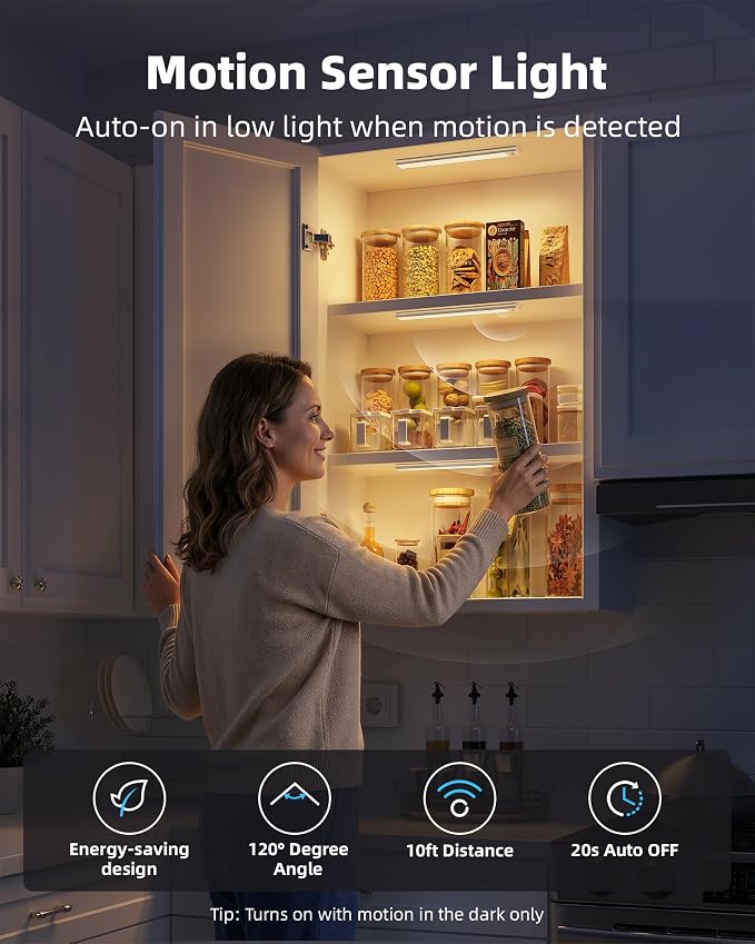 Under Cabinet Lighting, 12inch Rechargeable Motion Sensor Light Indoor - Image 2