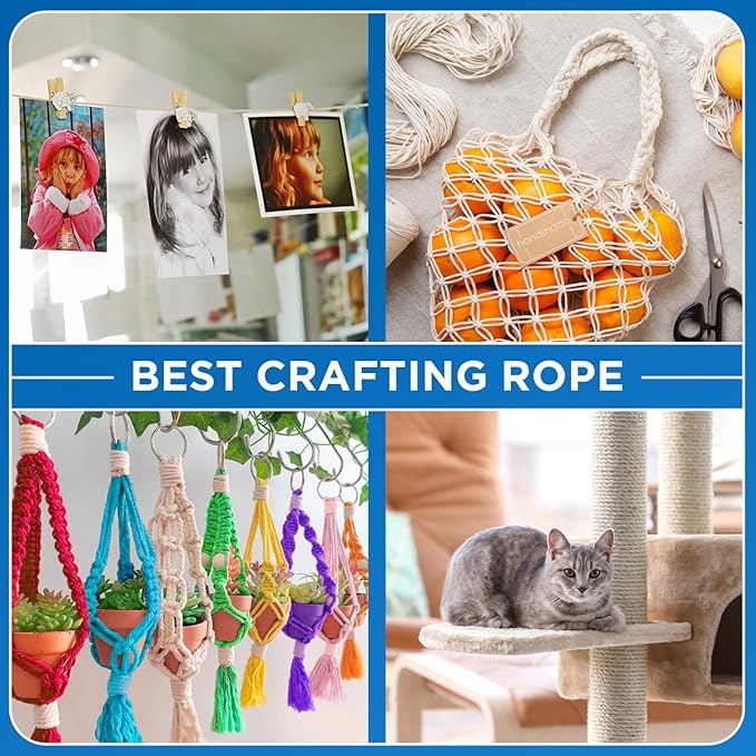 TECEUM Cotton Rope 3/16” – 300 FT – Strong All-Purpose Braided Rope – Natural - Image 8