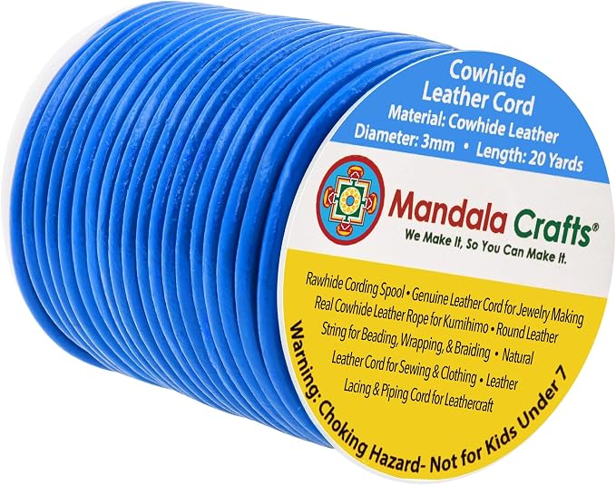 Mandala Crafts Round Genuine Blue Leather Cord by MandalaCrafts
