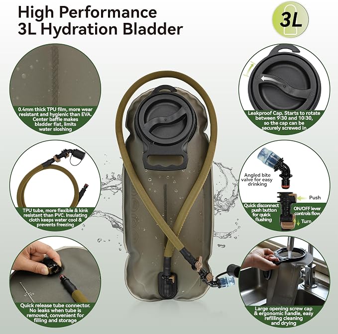 MARCHWAY Tactical Molle Hydration Pack Backpack - Image 6