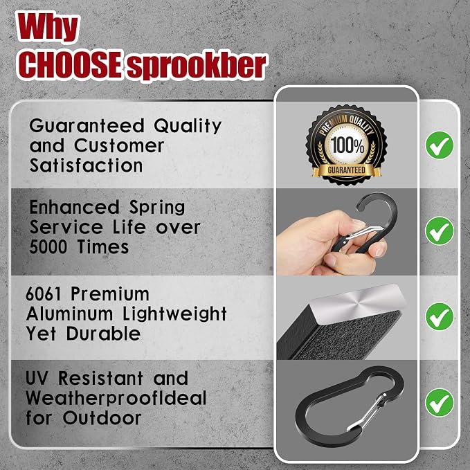 sprookber 2" Small Carabiner Clip, D Ring Caribeener, Spring Snap Hook - Image 6
