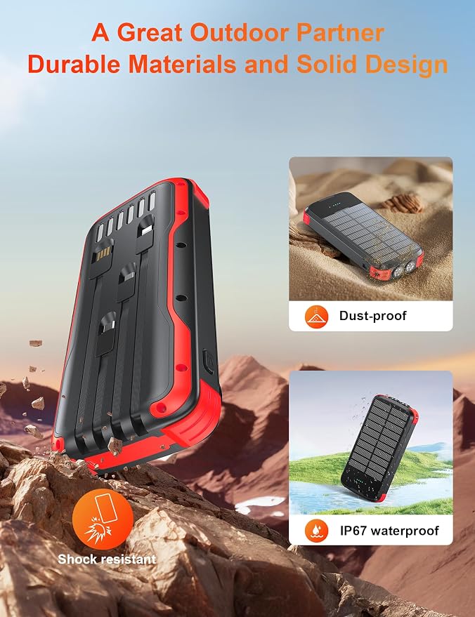 Solar Charger Power Bank, PD 20W Fast Charging External Batter, 40000mAh - Image 8