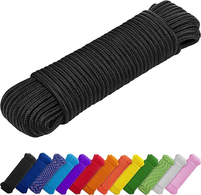 TECEUM Rope – 90 Feet x 3/8 Inch – Black – Strong All-Purpose Utility Rope – by TECEUM