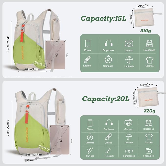 BECOJADDE 20L Small Hiking Backpack - Image 4